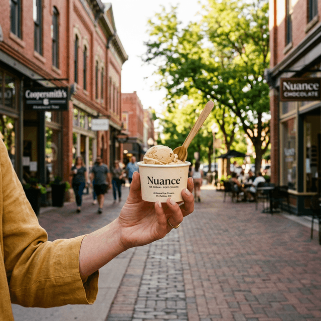 Getting ice cream in downtown Fort Collins