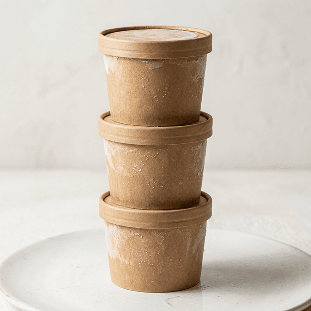 High end ice cream pints stacked