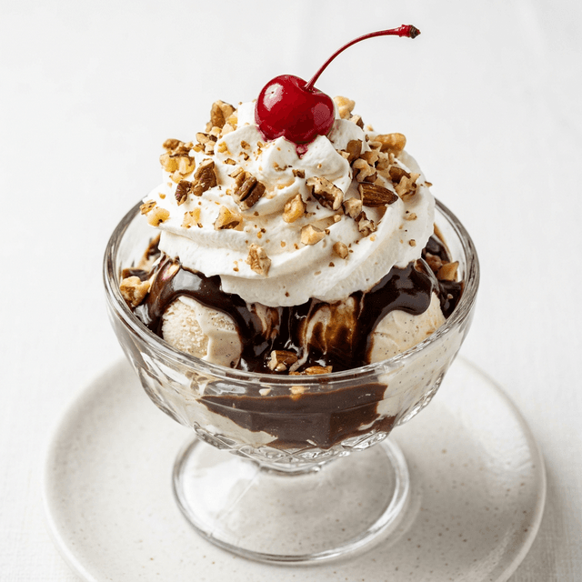 Enjoying an ice cream sundae dessert